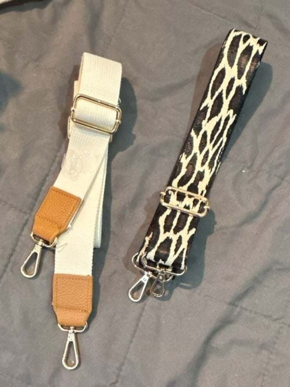 Set of 2 Replacement Crossbody Straps Adjustable Animal Print and Beige Canvas